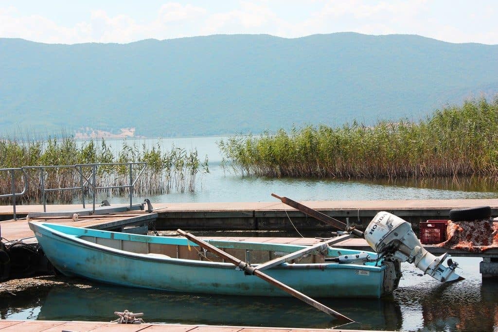 Fishing boat at Prespes Lake Florina northern Greece